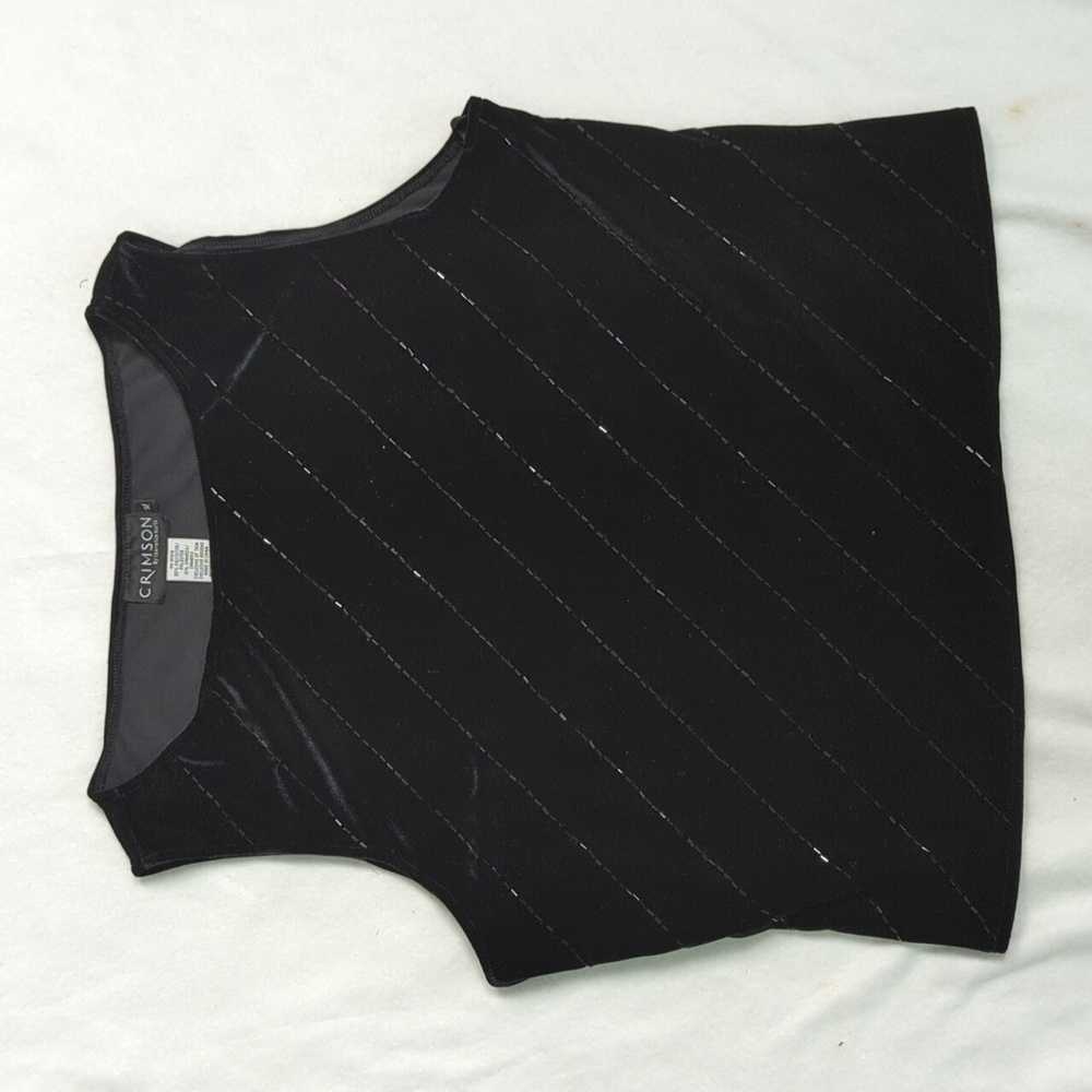 Crimson by Lawrence Kurtz Black Velvet Silver Thread‎ Tank Top XL